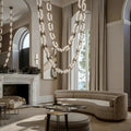 Chain Alabaster Link Chandelier - ∅ 39.4″ x H 98.4″Gold & White - Jecanoli