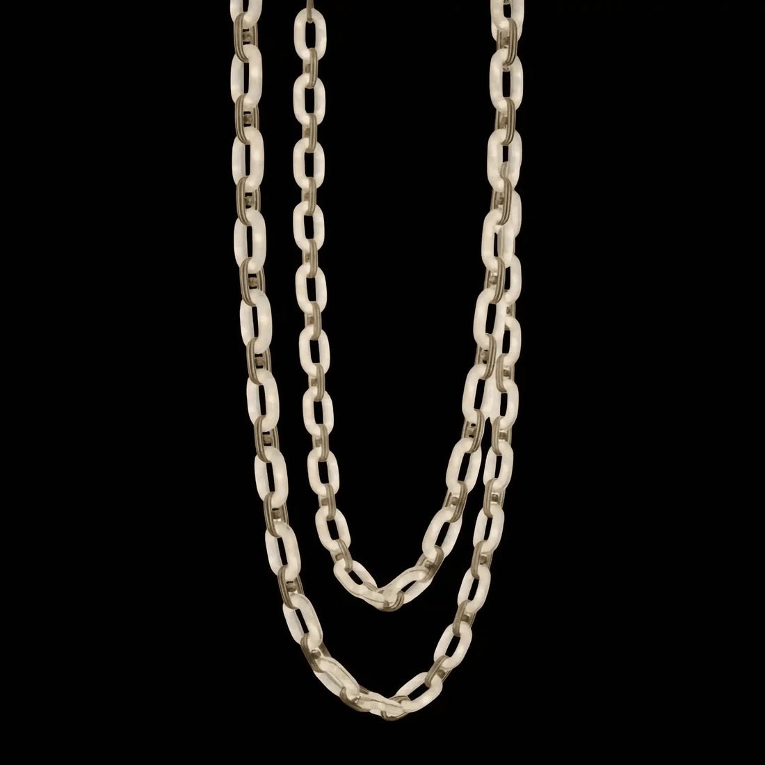 Chain Alabaster Link Chandelier - ∅ 31.5″ x H 78.7″Gold & White - Jecanoli