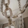 Chain Alabaster Link Chandelier - ∅ 39.4″ x H 98.4″Gold & White - Jecanoli