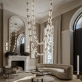 Chain Alabaster Link Chandelier - ∅ 39.4″ x H 98.4″Gold & White - Jecanoli