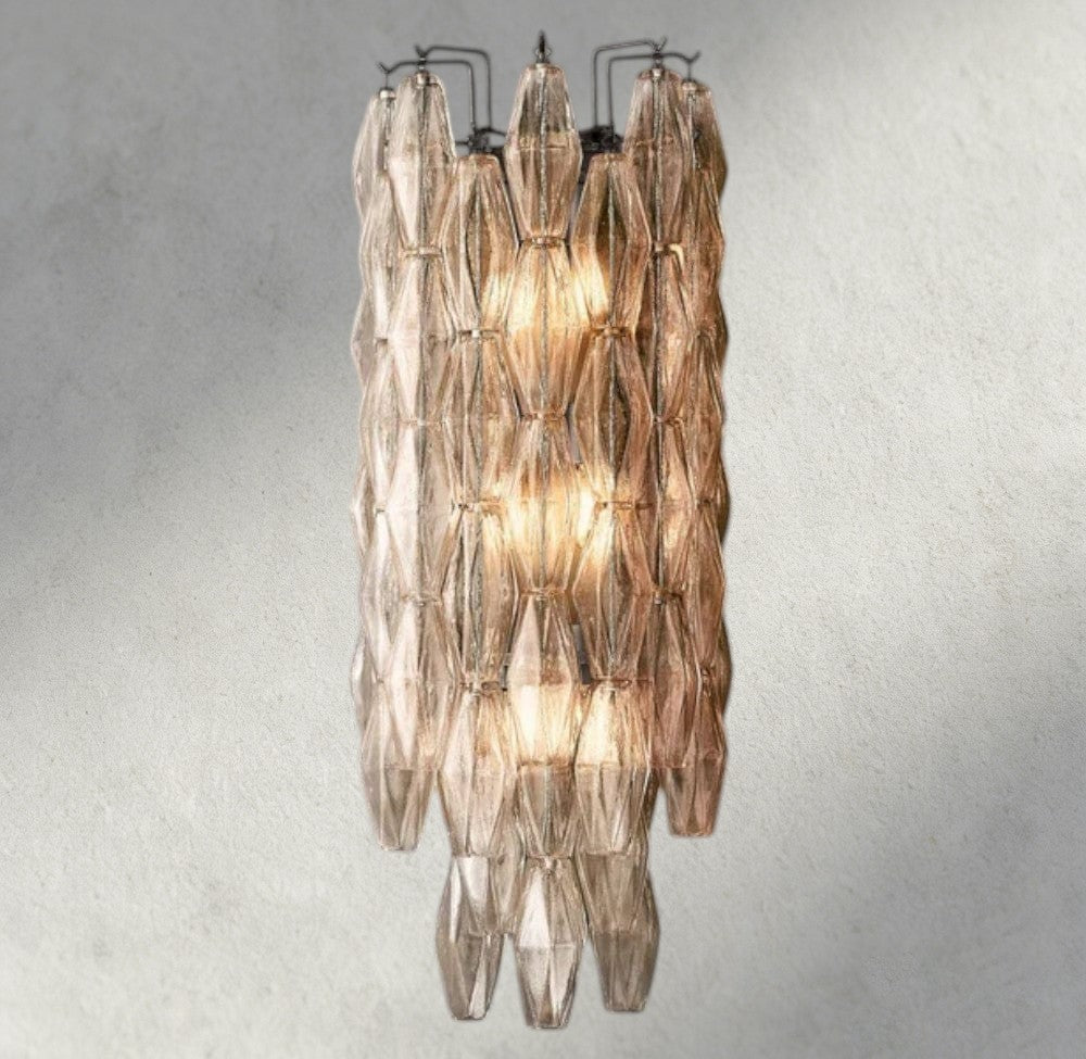 CHIARA CLEAR/ SMOKE GLASS GRAND SCONCE 30"-wall sconce-Jecanoli
