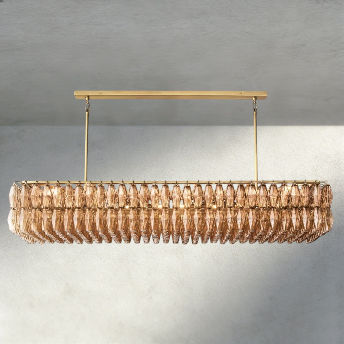 CHIARA CLEAR/ SMOKE GLASS RECTANGULAR CHANDELIER 54", 74"-chandelier-Jecanoli