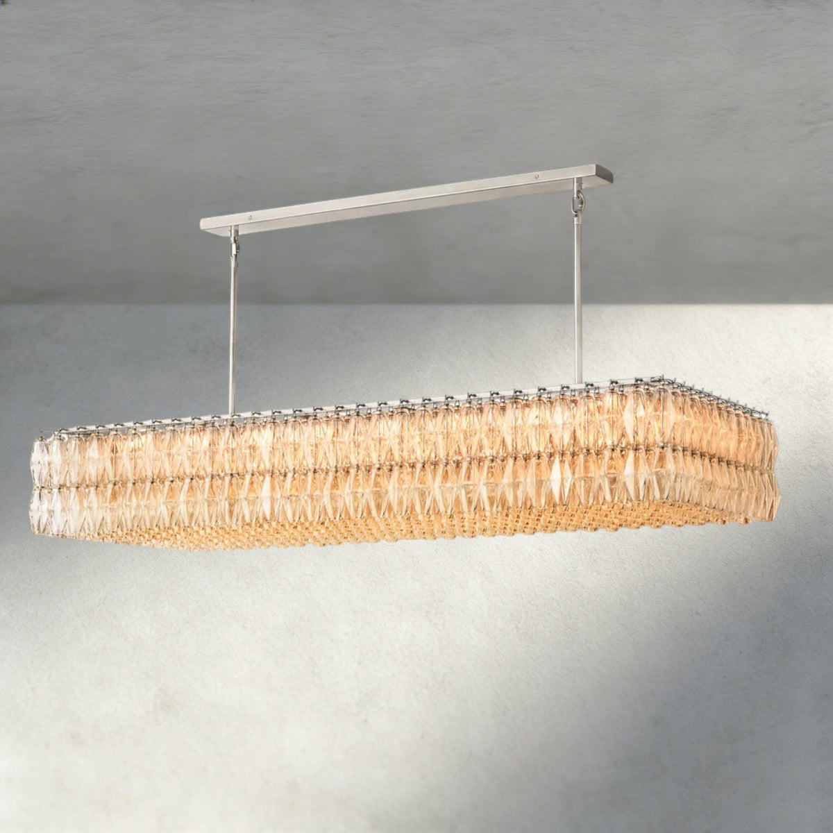 CHIARA CLEAR/ SMOKE GLASS RECTANGULAR CHANDELIER 54", 74"-chandelier-Jecanoli