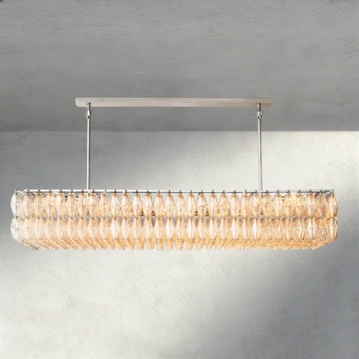 CHIARA CLEAR/ SMOKE GLASS RECTANGULAR CHANDELIER 54", 74"-chandelier-Jecanoli