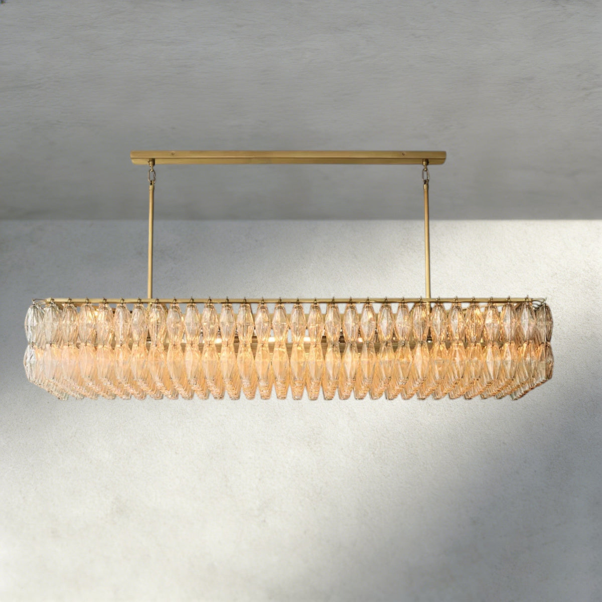CHIARA CLEAR/ SMOKE GLASS RECTANGULAR CHANDELIER 54", 74"-chandelier-Jecanoli