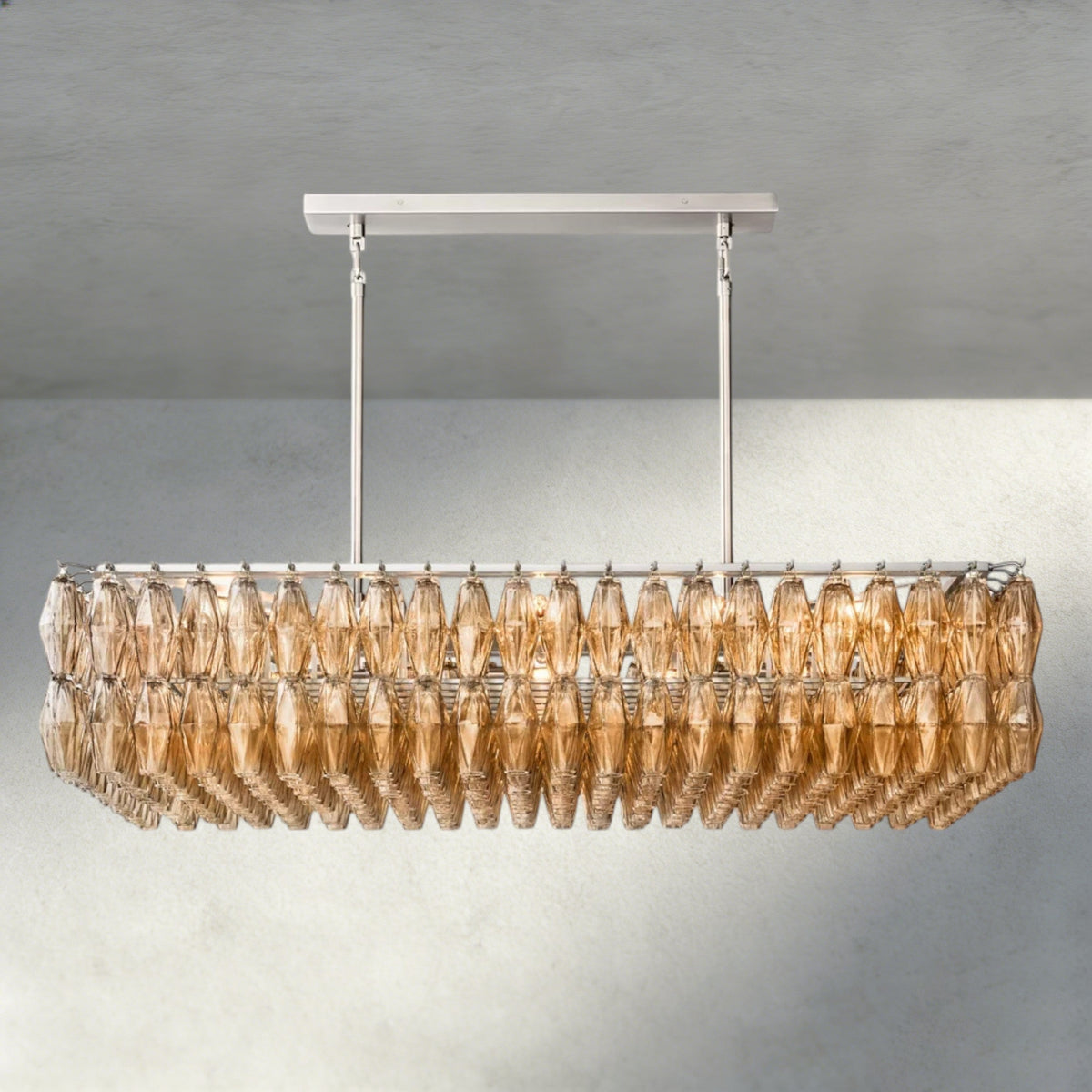CHIARA CLEAR/ SMOKE GLASS RECTANGULAR CHANDELIER 54", 74"-chandelier-Jecanoli