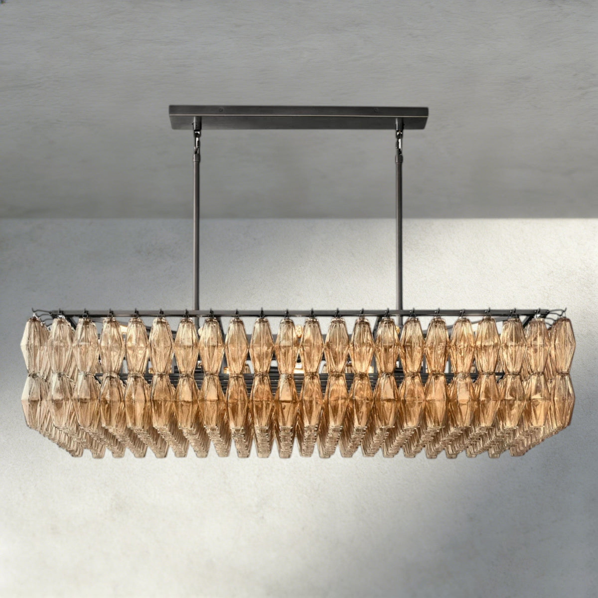 CHIARA CLEAR/ SMOKE GLASS RECTANGULAR CHANDELIER 54", 74"-chandelier-Jecanoli