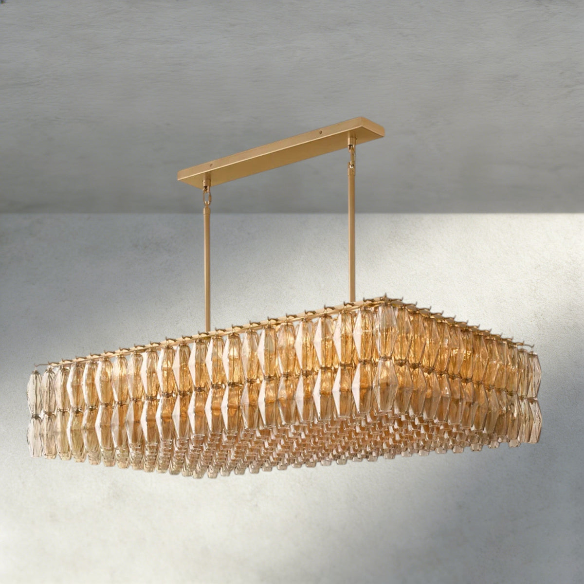 CHIARA CLEAR/ SMOKE GLASS RECTANGULAR CHANDELIER 54", 74"-chandelier-Jecanoli