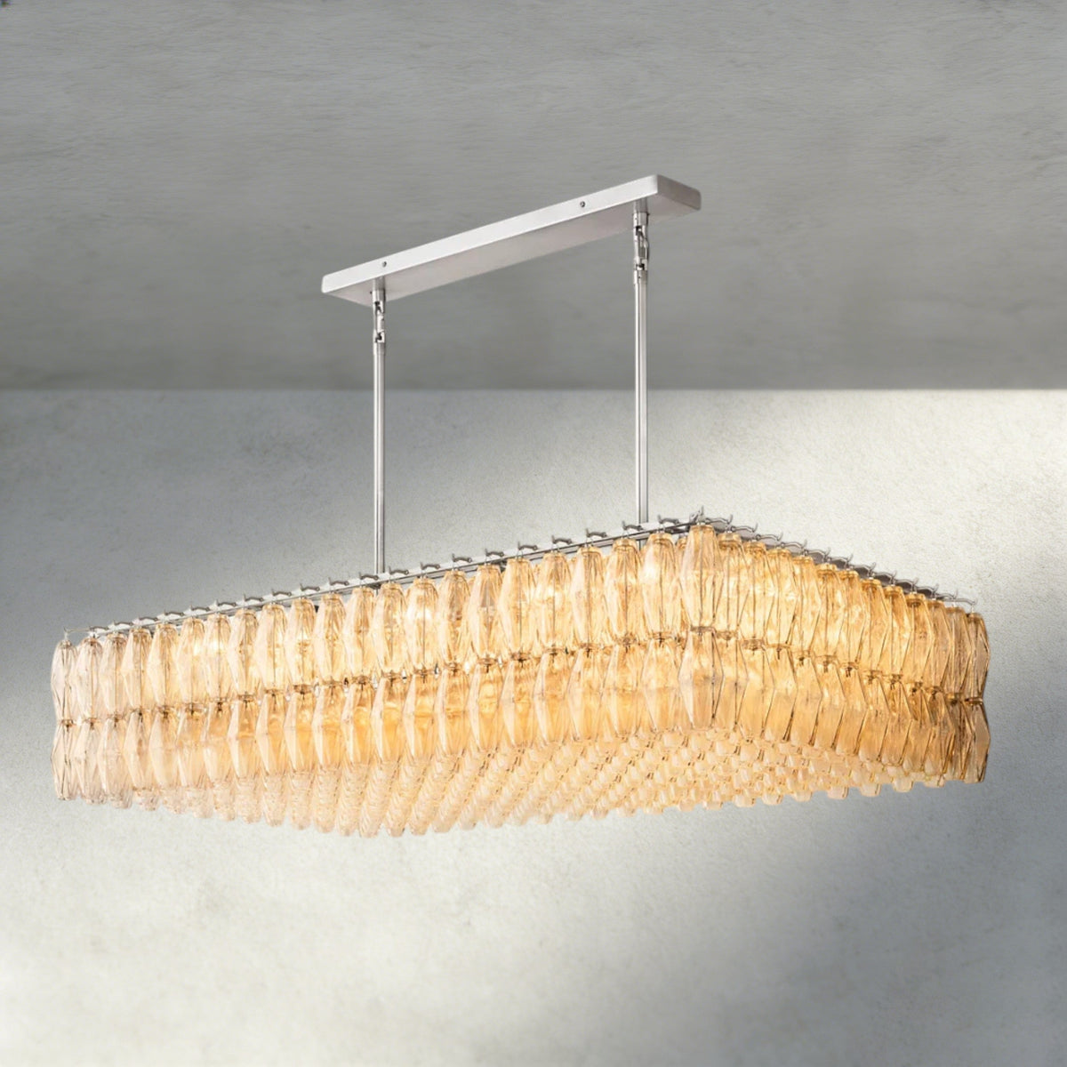 CHIARA CLEAR/ SMOKE GLASS RECTANGULAR CHANDELIER 54", 74"-chandelier-Jecanoli