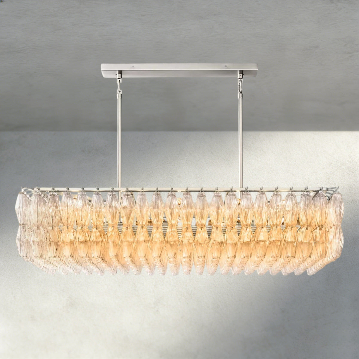 CHIARA CLEAR/ SMOKE GLASS RECTANGULAR CHANDELIER 54", 74"-chandelier-Jecanoli
