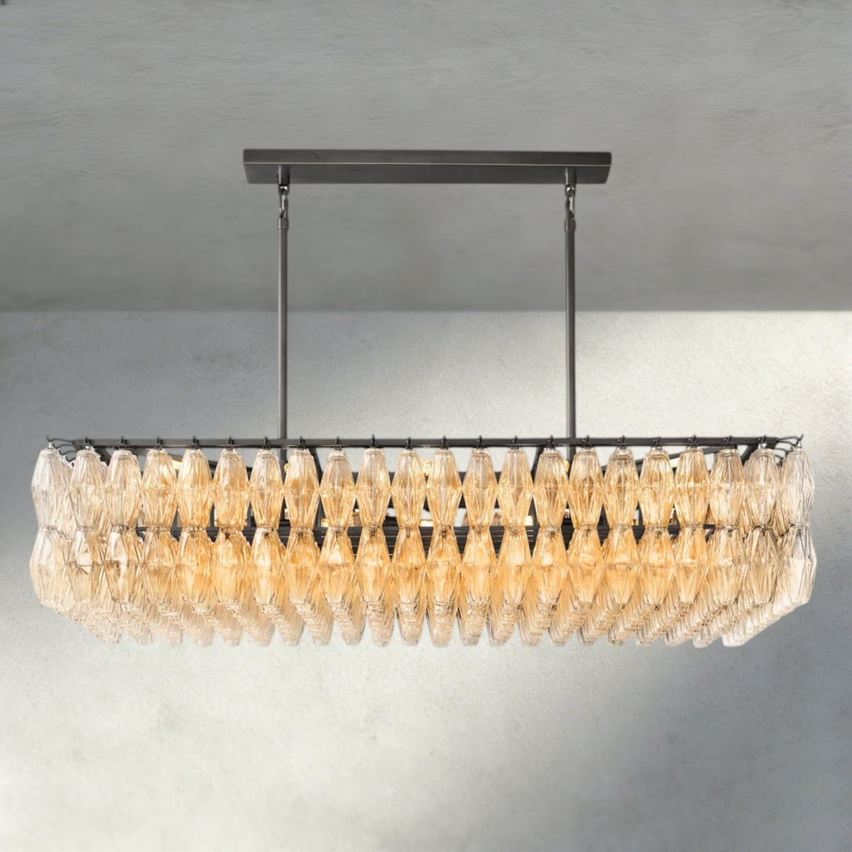 CHIARA CLEAR/ SMOKE GLASS RECTANGULAR CHANDELIER 54", 74"-chandelier-Jecanoli