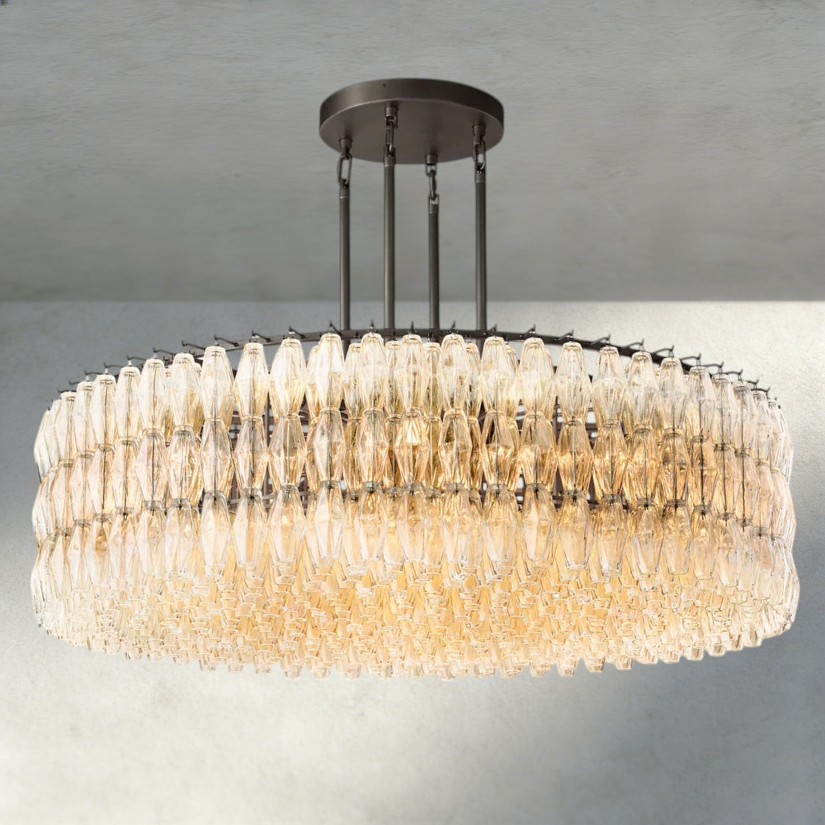 CHIARA CLEAR/ SMOKE GLASS ROUND CHANDELIER 37", 47", 62"-chandelier-Jecanoli