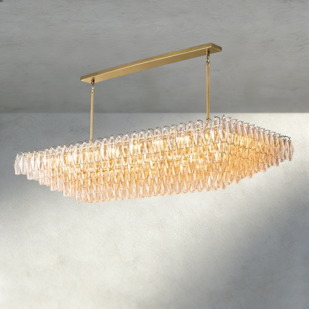 CHIARA CLEAR/ SMOKE GLASS TIERED RECTANGULAR CHANDELIER 54", 74"-chandelier-Jecanoli