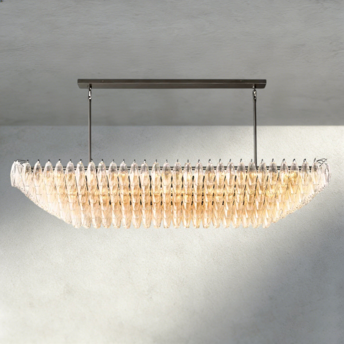 CHIARA CLEAR/ SMOKE GLASS TIERED RECTANGULAR CHANDELIER 54", 74"-chandelier-Jecanoli