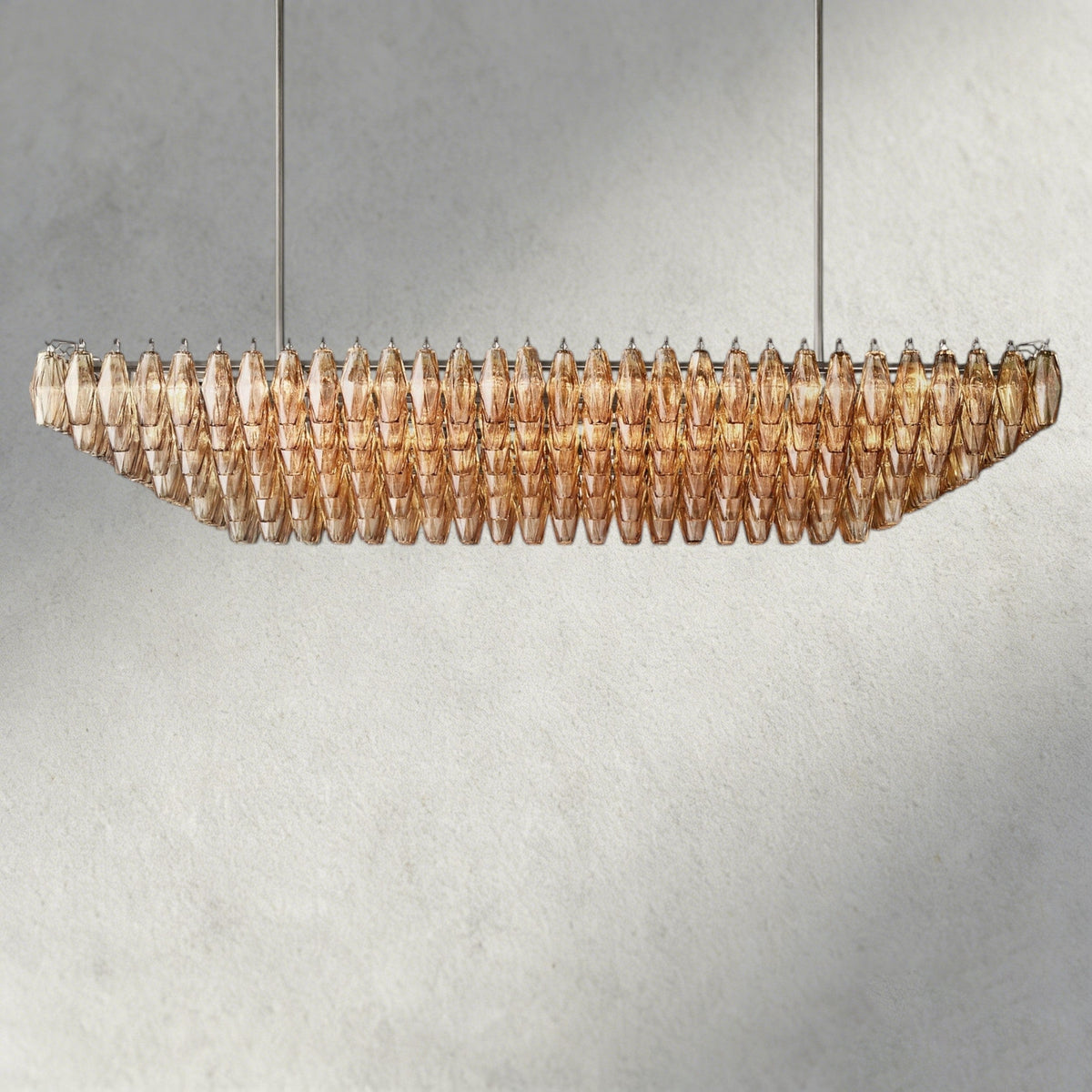 CHIARA CLEAR/ SMOKE GLASS TIERED RECTANGULAR CHANDELIER 54", 74"-chandelier-Jecanoli