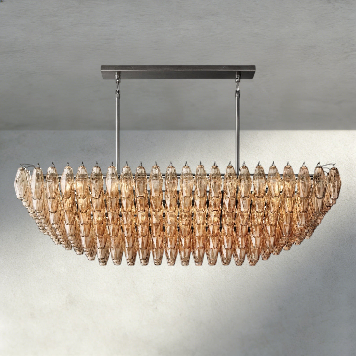 CHIARA CLEAR/ SMOKE GLASS TIERED RECTANGULAR CHANDELIER 54", 74"-chandelier-Jecanoli