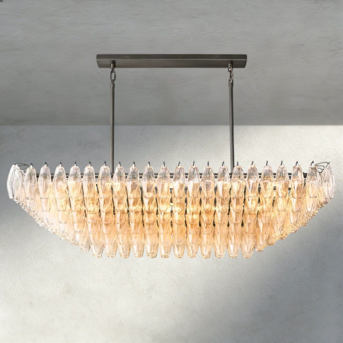 CHIARA CLEAR/ SMOKE GLASS TIERED RECTANGULAR CHANDELIER 54", 74"-chandelier-Jecanoli