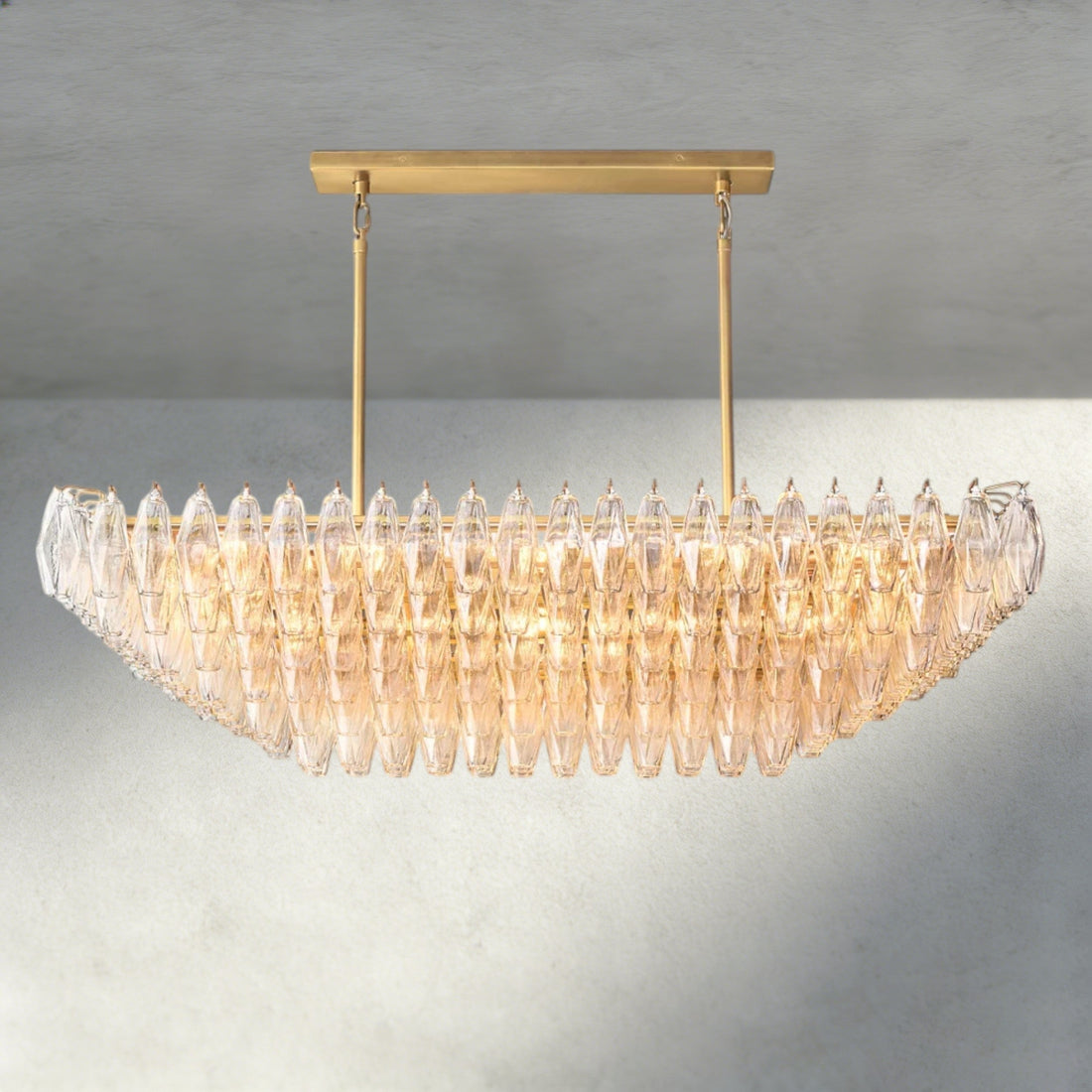 CHIARA CLEAR/ SMOKE GLASS TIERED RECTANGULAR CHANDELIER 54", 74"-chandelier-Jecanoli