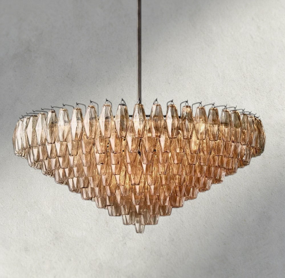 CHIARA CLEAR/ SMOKE GLASS TIERED ROUND CHANDELIER 37", 47", 62"-chandelier-Jecanoli