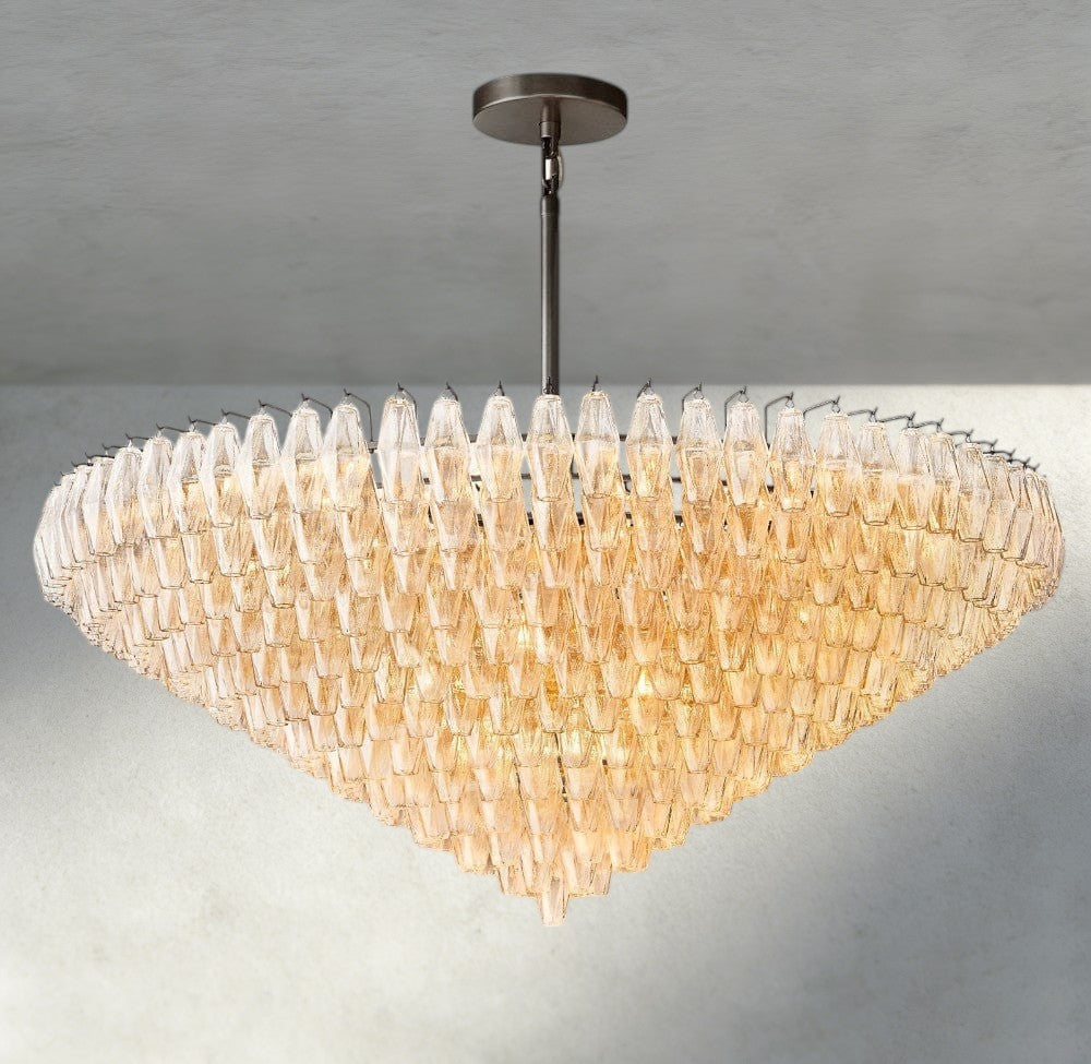 CHIARA CLEAR/ SMOKE GLASS TIERED ROUND CHANDELIER 37", 47", 62"-chandelier-Jecanoli