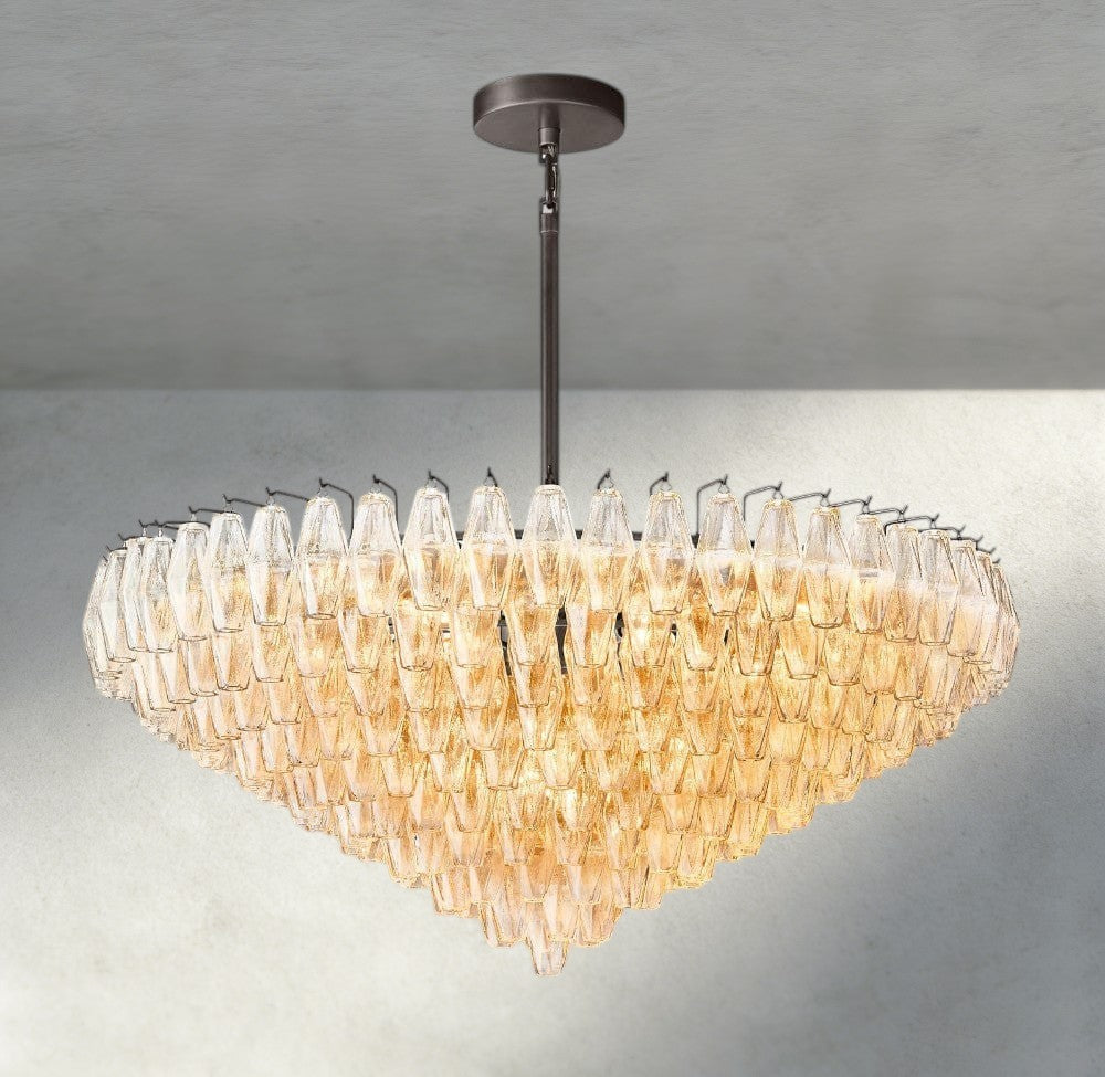 CHIARA CLEAR/ SMOKE GLASS TIERED ROUND CHANDELIER 37", 47", 62"-chandelier-Jecanoli