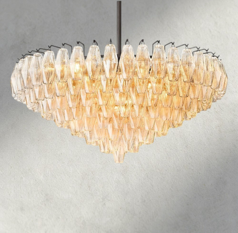 CHIARA CLEAR/ SMOKE GLASS TIERED ROUND CHANDELIER 37", 47", 62"-chandelier-Jecanoli