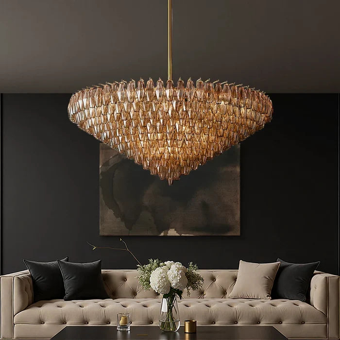 Cyra Glass Tiered Round Chandelier