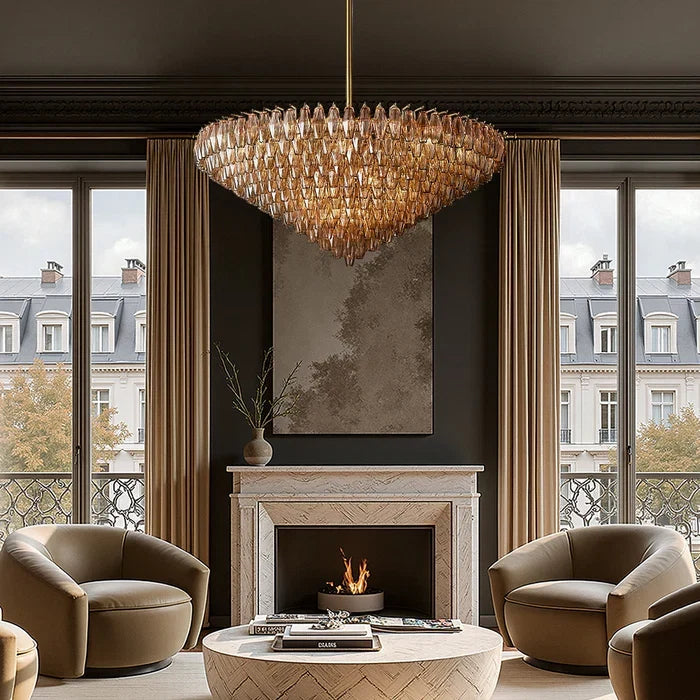 Cyra Glass Tiered Round Chandelier