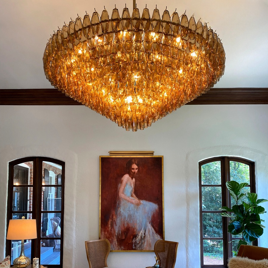Cyra Glass Tiered Round Chandelier