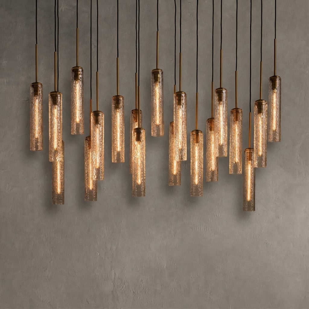 Colleena Linear Hammered Glass Chandelier