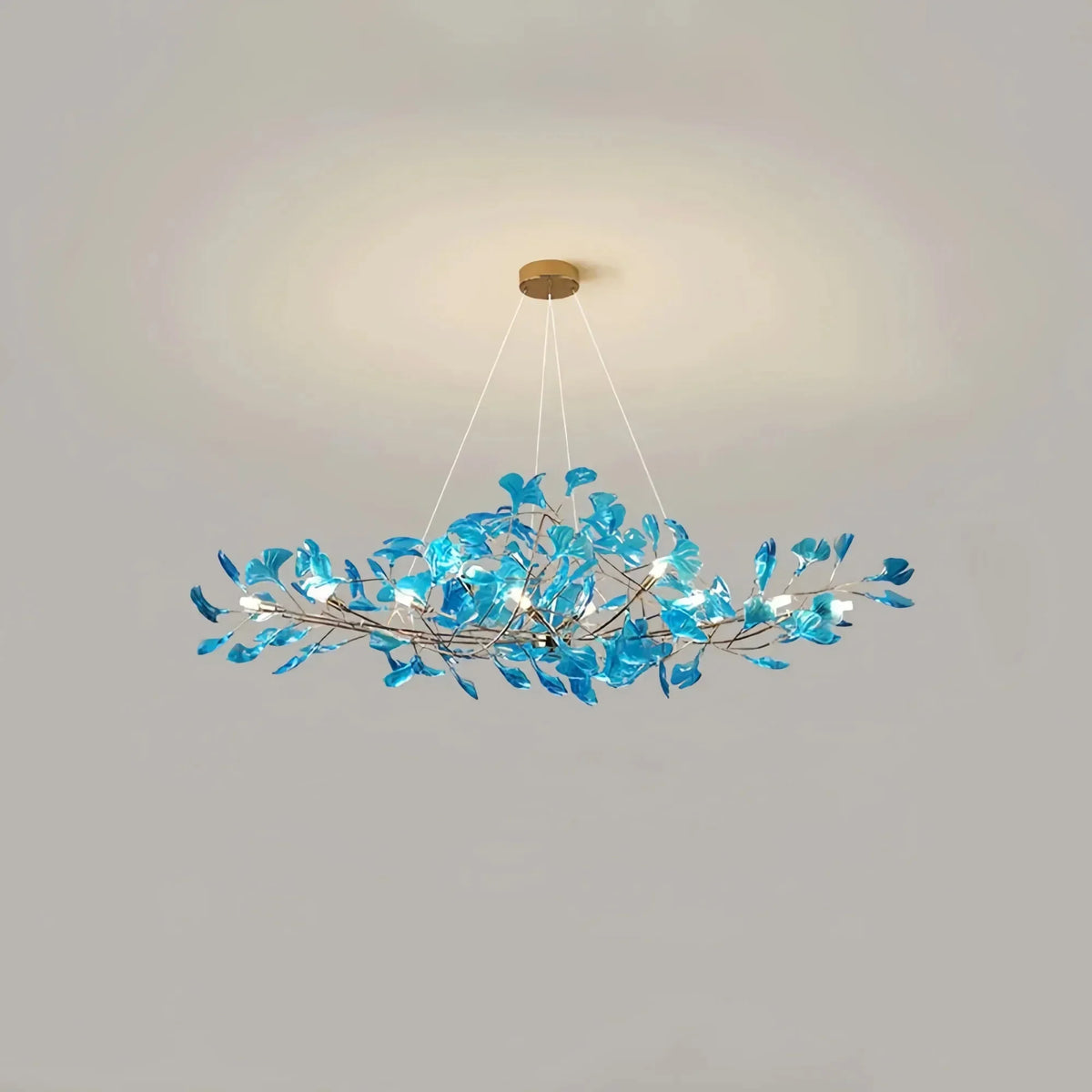 Colorful Glass Ginkgo Leaf Chandelier - Size A: 31.5″ LSapphireBlushlighting