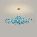 Colorful Glass Ginkgo Leaf Chandelier - Size A: 31.5″ LSapphireBlushlighting