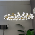 Creative Art Grape Chandelier Pure White Nordic Ring and Linear Design for Living Room or Dining Room - Round/D39.4