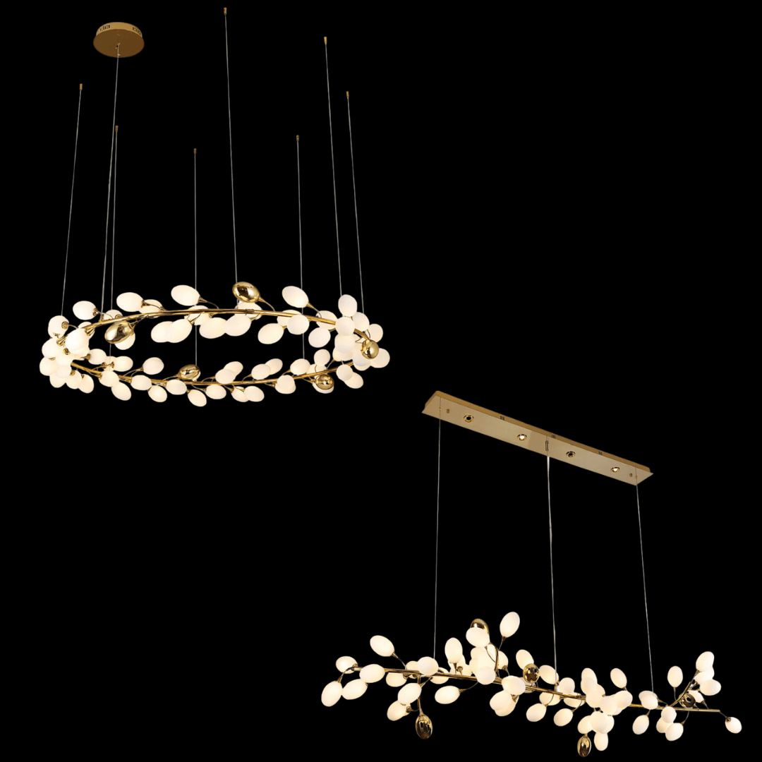 Creative Art Grape Chandelier Pure White Nordic Ring and Linear Design for Living Room or Dining Room - Round/D39.4"*H118.1"Warm LightBlushlighting
