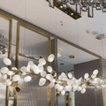 Creative Art Grape Chandelier Pure White Nordic Ring and Linear Design for Living Room or Dining Room - Linear/L47.2
