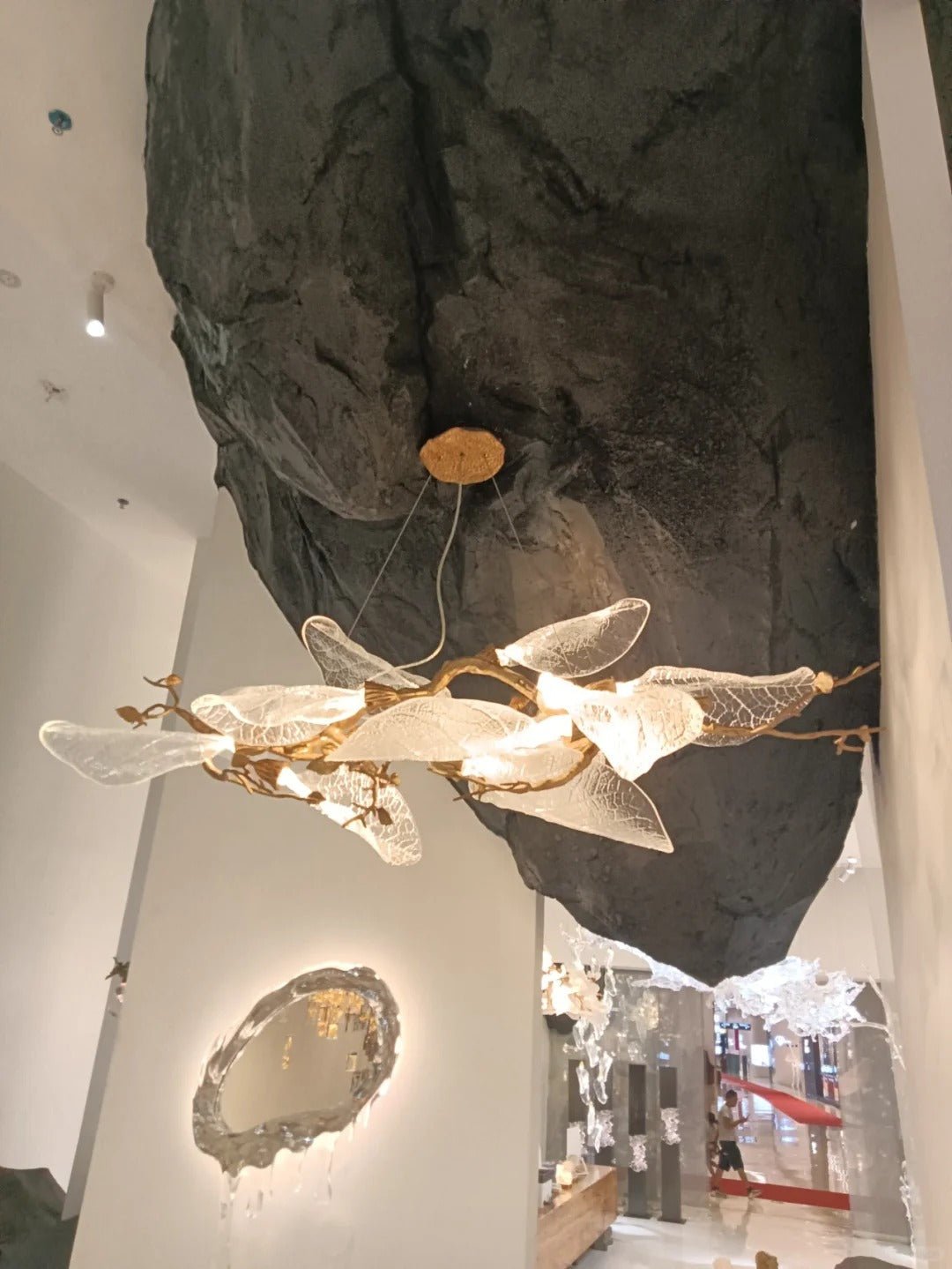 Creative Bionic Resin Leaves Chandelier for Living Room/Dining Room/Staircase - Floor Lamp/D23.6"*H63"Warm Light - Jecanoli