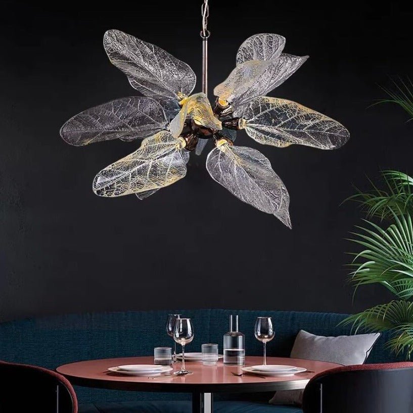Creative Bionic Resin Leaves Chandelier for Living Room/Dining Room/Staircase - Round/D31.5"*H23.6"Warm Light - Jecanoli