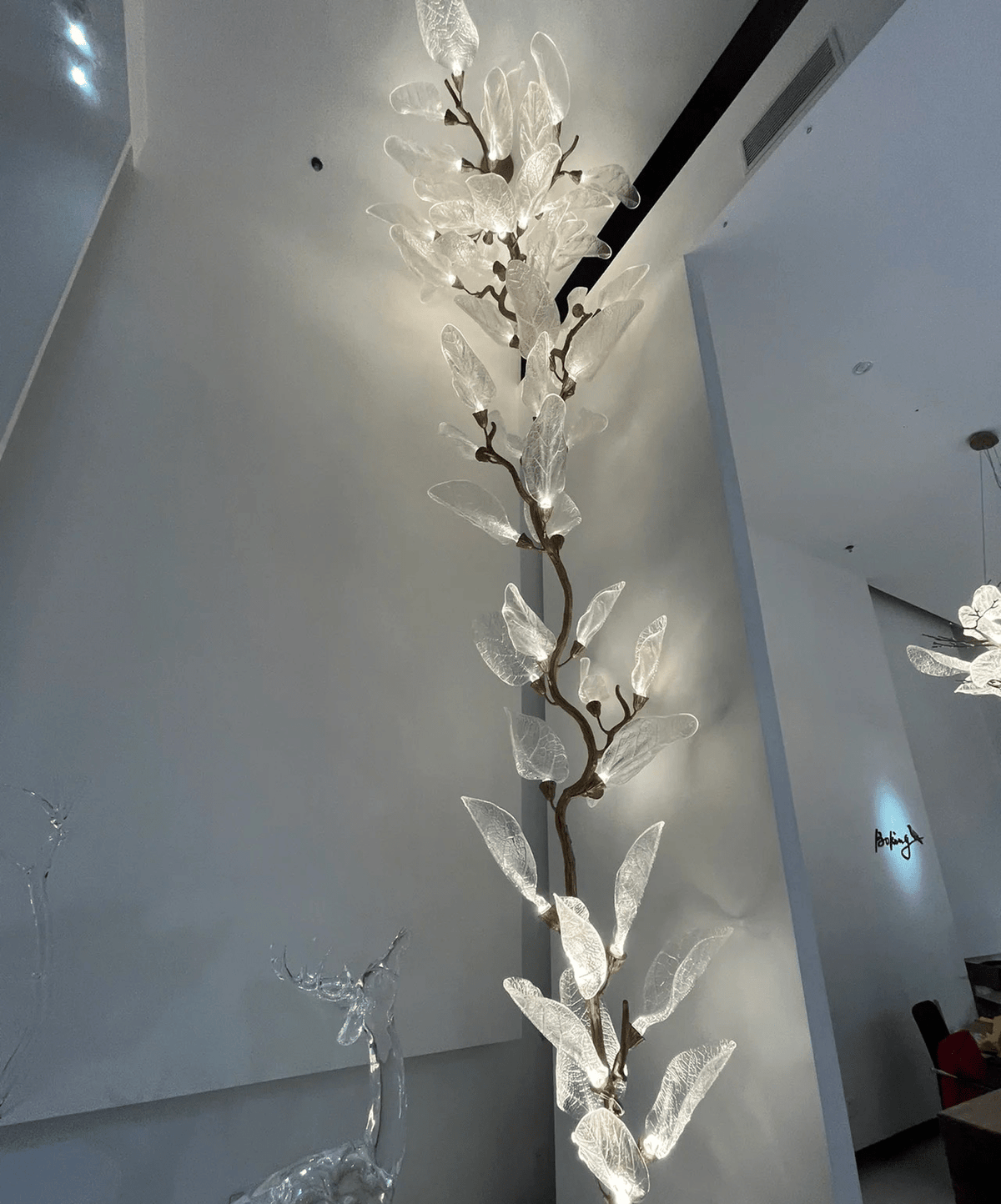Creative Bionic Resin Leaves Chandelier for Living Room/Dining Room/Staircase - Wall Lamp/W31.5"*H70.8"Warm Light - Jecanoli