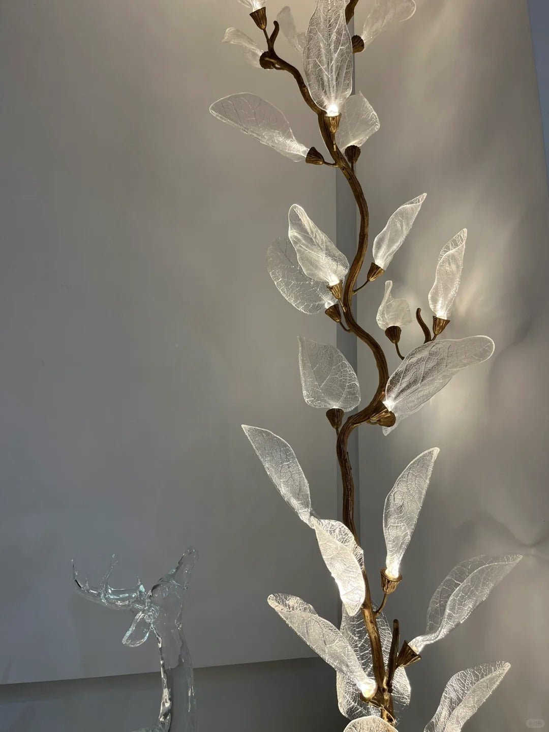 Creative Bionic Resin Leaves Chandelier for Living Room/Dining Room/Staircase - Round/D39.4"*H23.6"Warm Light - Jecanoli