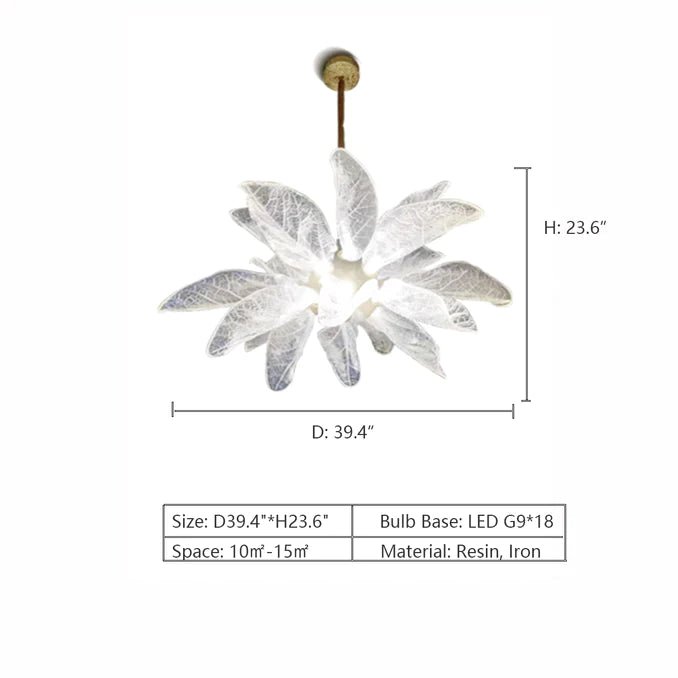 Creative Bionic Resin Leaves Chandelier for Living Room/Dining Room/Staircase - Wall Lamp/W27.5"*H59.1"Warm Light - Jecanoli