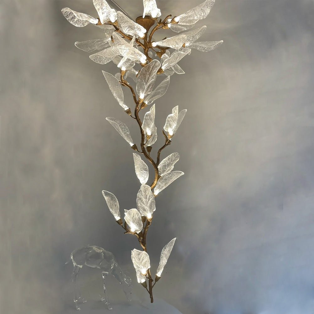 Creative Bionic Resin Leaves Chandelier for Living Room/Dining Room/Staircase - Flush Mount/D47.2"*H98.4"Warm Light - Jecanoli