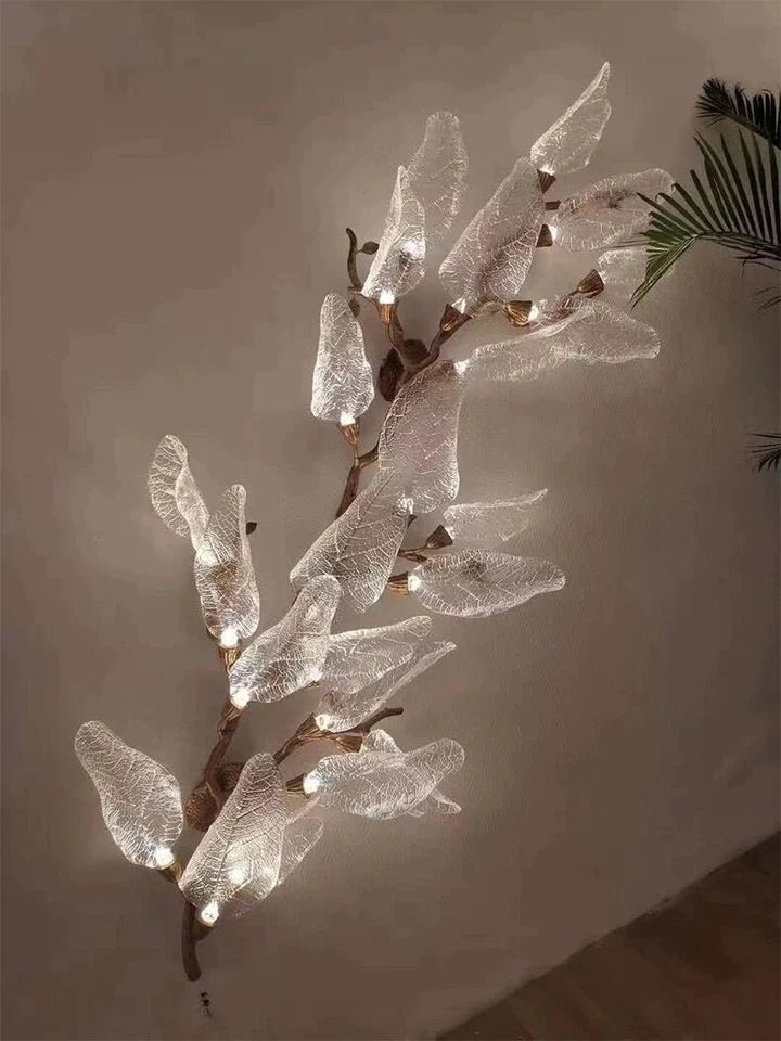 Creative Bionic Resin Leaves Chandelier for Living Room/Dining Room/Staircase - Wall Lamp/W31.5"*H70.8"Warm Light - Jecanoli