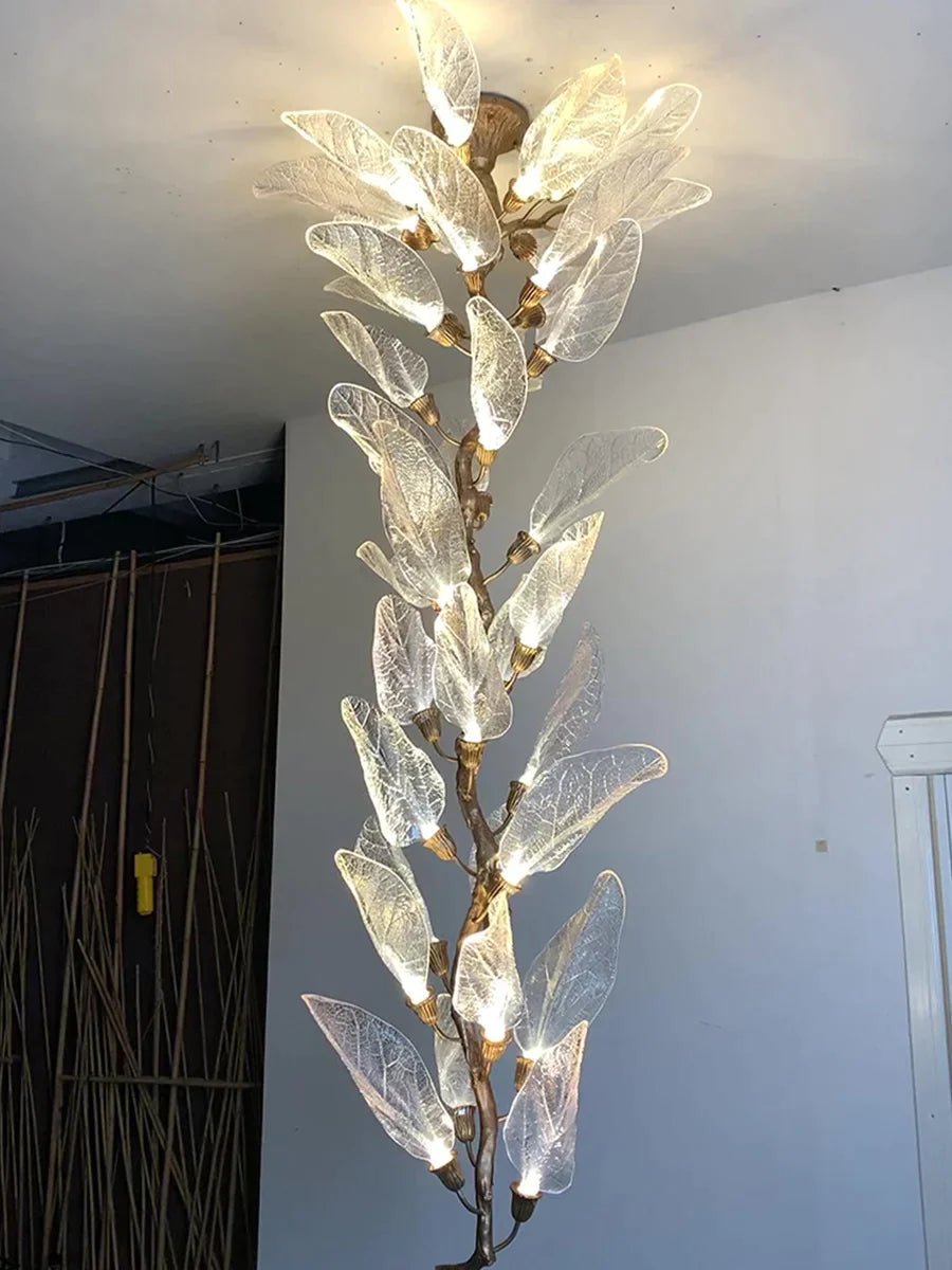 Creative Bionic Resin Leaves Chandelier for Living Room/Dining Room/Staircase - Wall Lamp/W31.5"*H70.8"Warm Light - Jecanoli