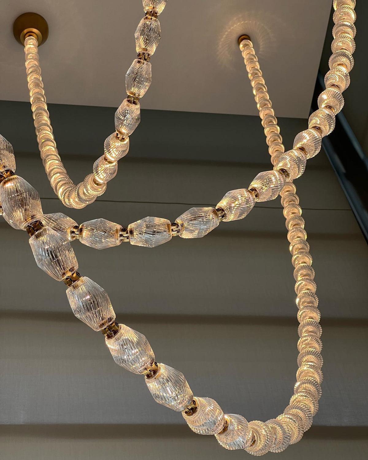 Creative Glass Pearl Necklace Pendant Chandelier for Living/Dining Room/Staircase-Jecanoli