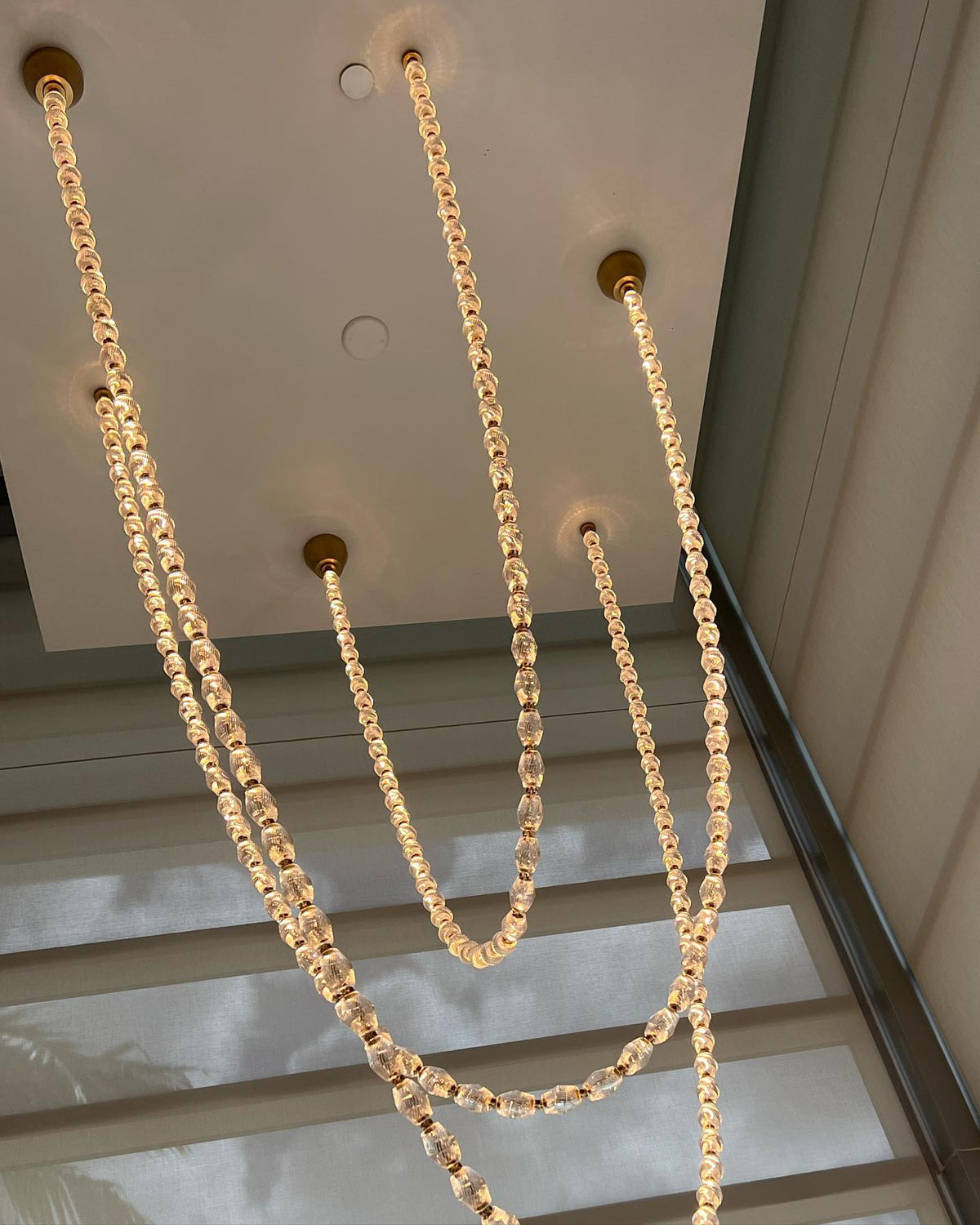 Creative Glass Pearl Necklace Pendant Chandelier for Living/Dining Room/Staircase-Jecanoli