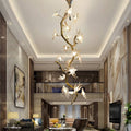 Crissy Branch Brass Bird Branch Staircase Chandelier - H78.74
