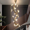 Crissy Branch Brass Bird Branch Staircase Chandelier - H78.74