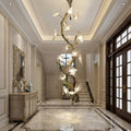 Crissy Branch Brass Bird Branch Staircase Chandelier - H78.74