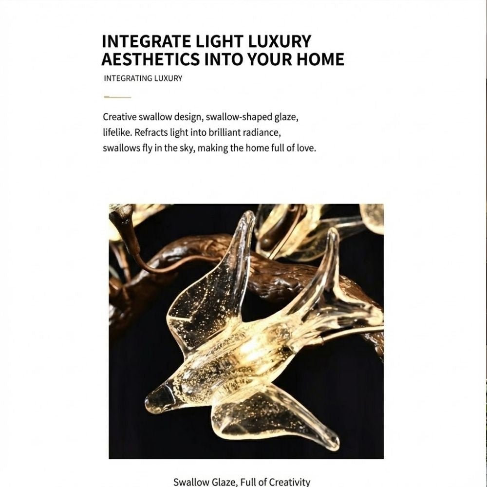 Crissy Branch Brass Bird Branch Staircase Chandelier - H78.74" (200cm)CopperCool white 6000KJecanoli