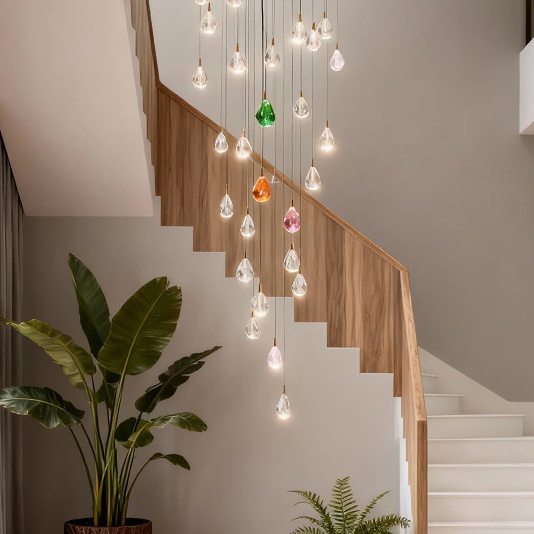 Crystal Chandelier for Staircase Luxury LED Ceiling Light - Jecanoli